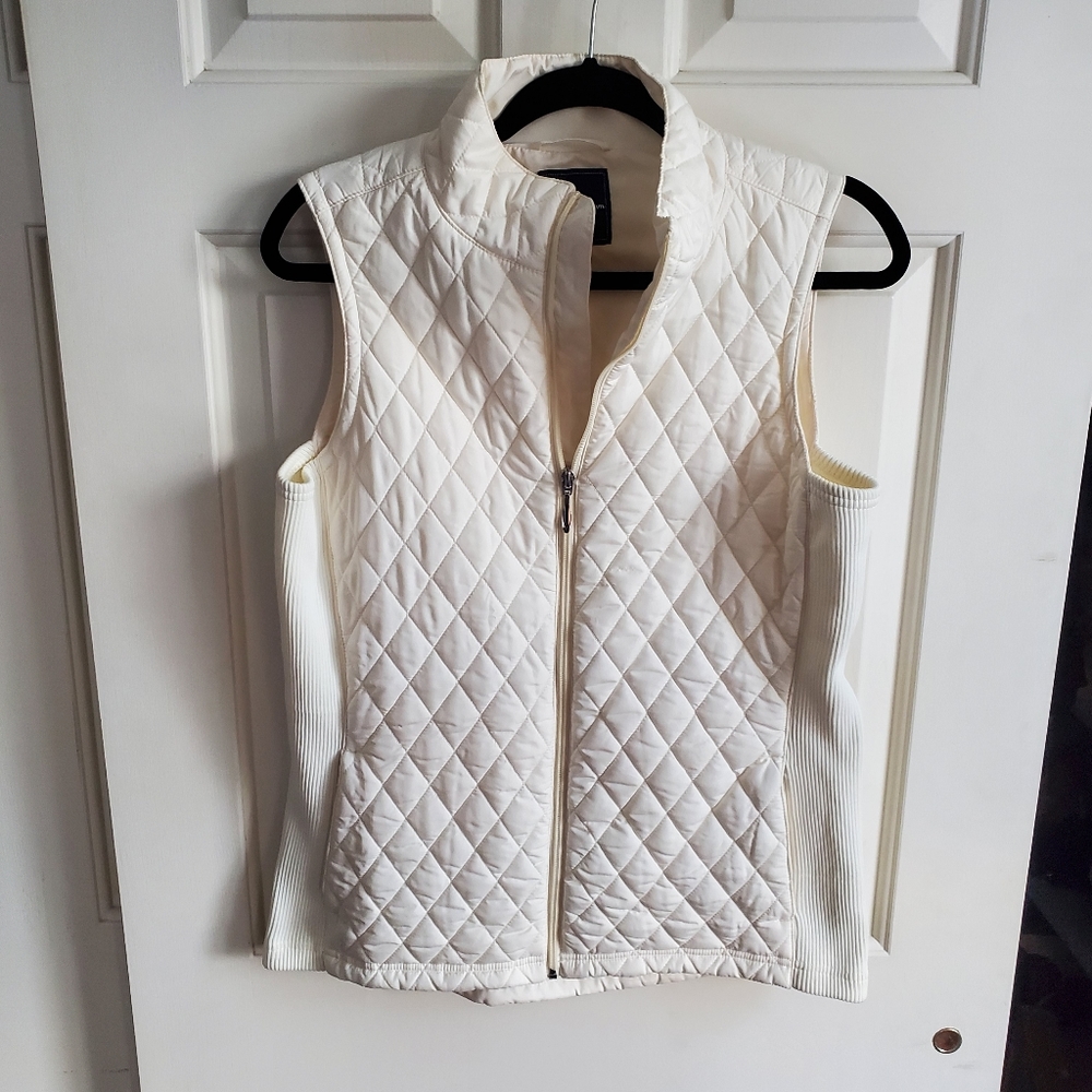 Straight Down Ivory Golf Vest Womens Quilted Size Large